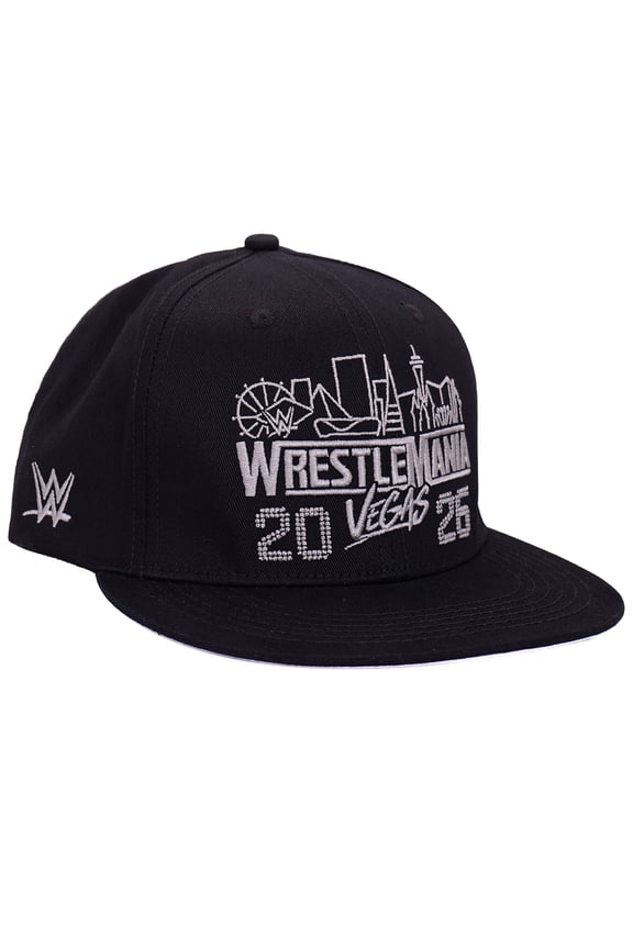 Men's Black WrestleMania 42  Blackout Flat Brim Snapback Hat