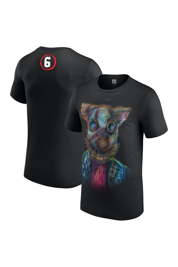 Men's Black Wyatt Sicks Huskus the Pig Portrait T-Shirt