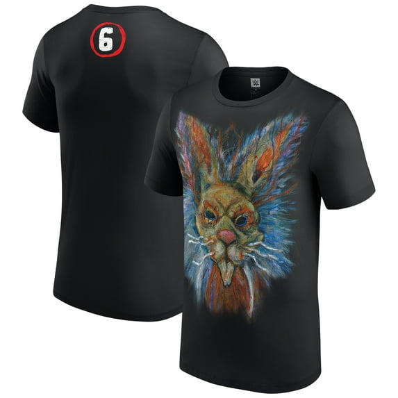 Men's Black Wyatt Sicks Rambling Rabbit Portrait T-Shirt