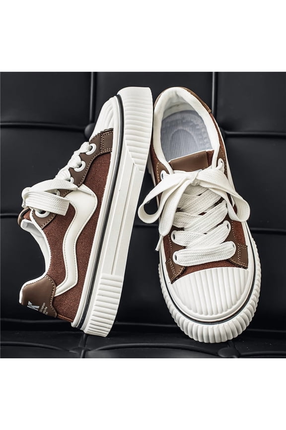 Men's Black & Yellow Lined Shell Toe Canvas Skate Shoes, Chunky Platform Lace Up Casual Sneakers