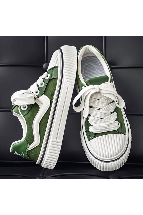 Men's Black & Yellow Lined Shell Toe Canvas Skate Shoes, Chunky Platform Lace Up Casual Sneakers