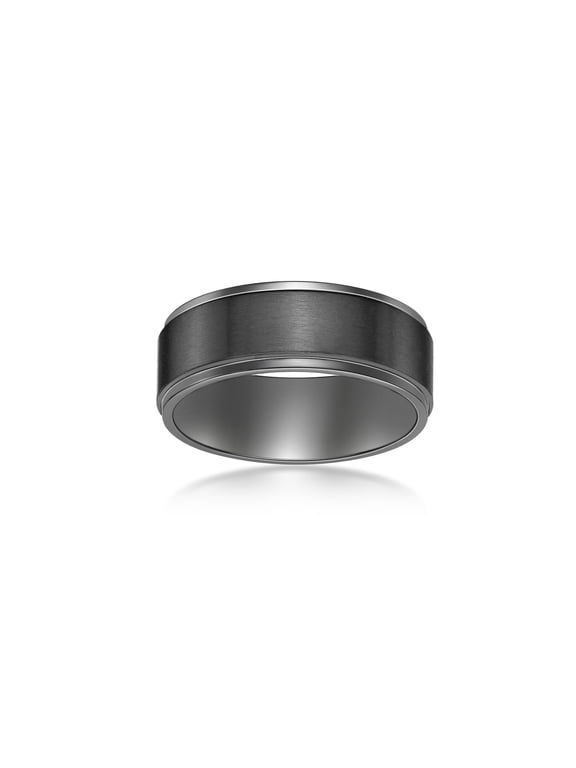 Men's Black Zirconium 6 MM Flat Edge Ring for Men - Size 7