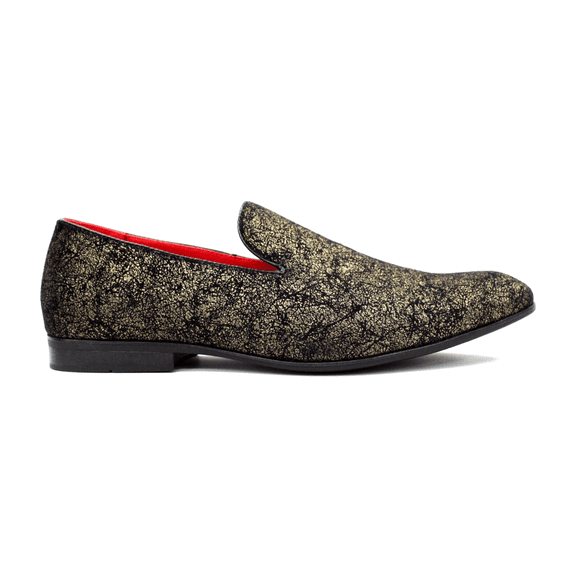 Men's Black and Gold Suede Party Loafers By T.R. Premium 5665