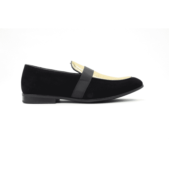 Men's Black and Gold Wedding Party Loafers By Roma Rio 5640