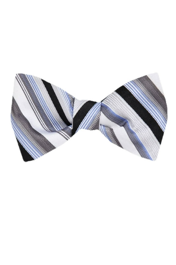 Men's Black and Gray Silk Stripes Self Tie Bowtie Tie Yourself Bow Ties