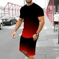 thumbnail image 1 of Men's Black and Red Gradient T-Shirt and Shorts Set - Stylish Urban Athletic Wear with Trendy Color Fade Design, 1 of 5