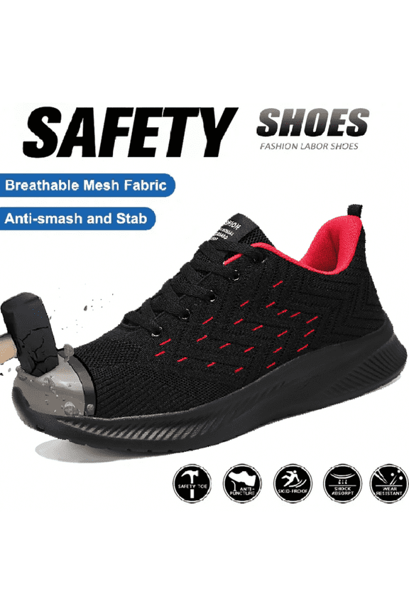 Steel Toe Work Shoes for Men, Men's Work Shoes Slip Resistant Lightweight Comfortable Safety Sneakers
