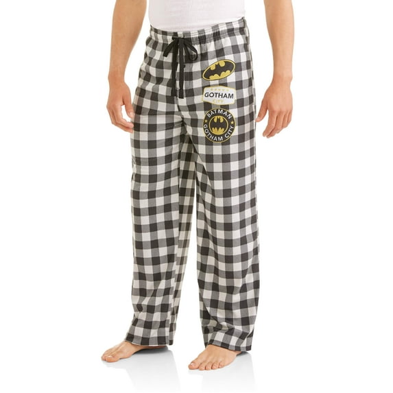 Men's Black and White Buffalo Plaid Jersey Lounge Pajama Pants