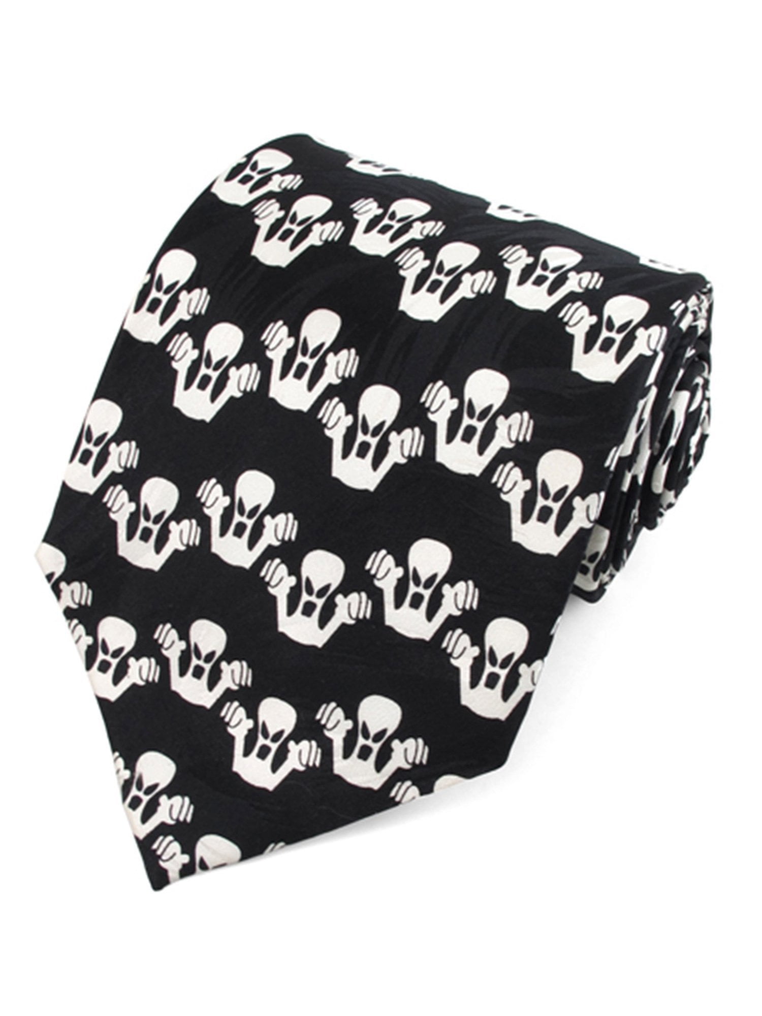 Men's Black and White Ghost Pattern Halloween Regular Length Neck Tie ...
