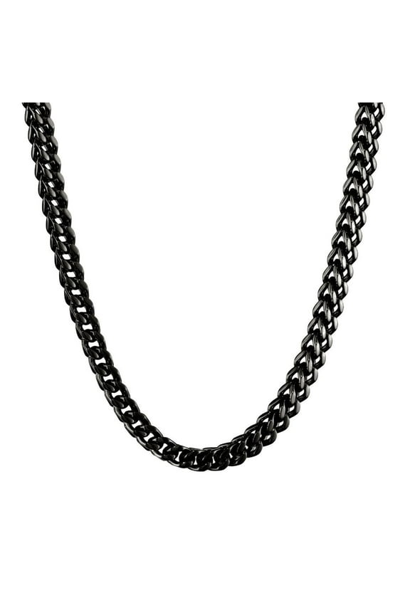 Men's Black-plated Stainless Steel Wheat Chain Necklace (6mm)