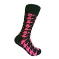 thumbnail image 1 of Men's Black with Bright Pink Novelty Houndstooth Pattern Mid-calf Dress Casual Socks, 1 of 1