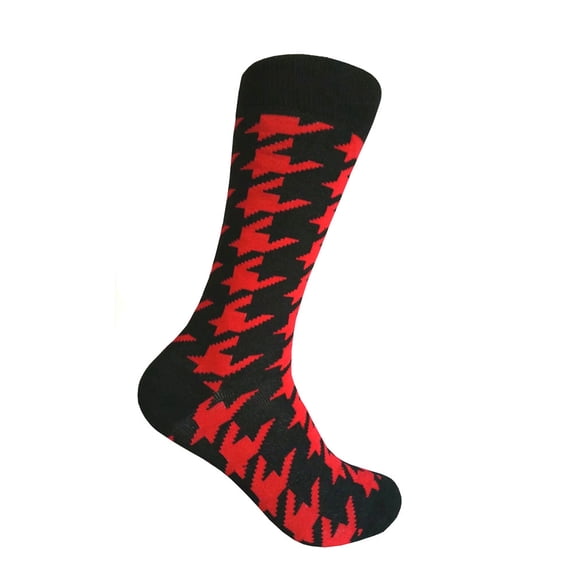 Men's Black with Red Houndstooth Pattern Novelty Dress Casual Socks