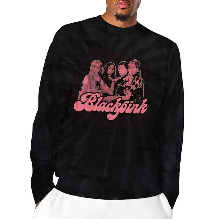 Men s BlackPink Photo Dip Dye Tie Dye Long Sleeve XX Large Black