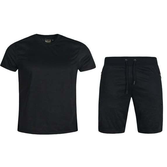 Men's Blank Classic Summer Outfit 2-Piece Set Short Sleeve T Shirts and Shorts