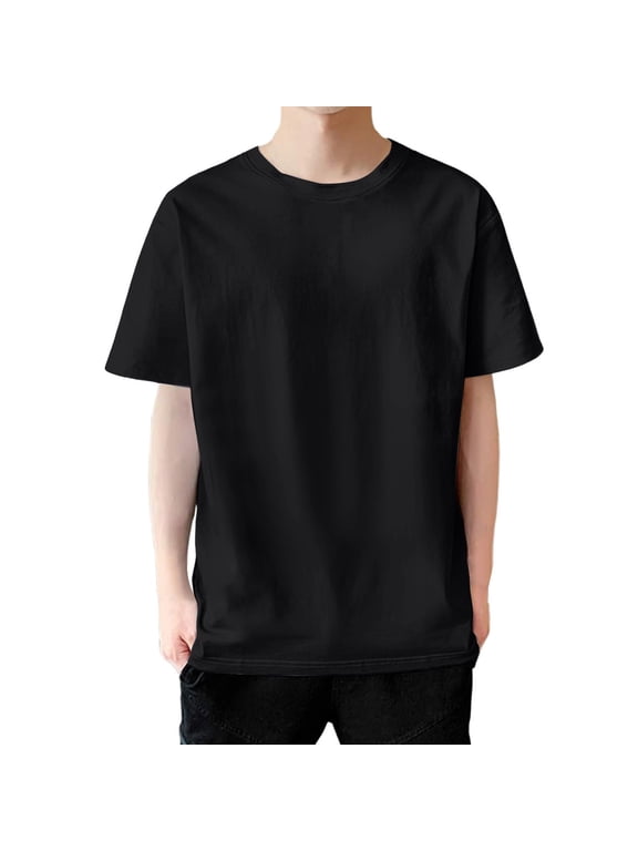 Men's Blank Solid Color Short Sleeve T-Shirt - 100% Cotton Casual Basic Tee for Custom Printing & Daily Wear