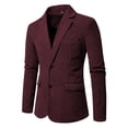 thumbnail image 1 of Men's Blazer Business Casual Solid Color Button Suit Jacket Slim Lightweight Turndown Collar Work Coats with Pockets Wine XXL, 1 of 4