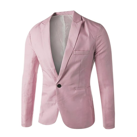 Men's Blazer Casual Sport Coats Slim Fit One Button Suit Jacket Lightweight Sports Jacket Pink XXL