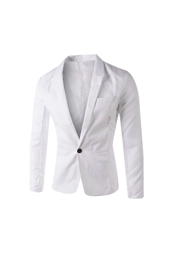 Men's Blazer Lightweight One Button Suit Jackets Polyester Formal Dress Jacket Stylish Solid Casual Sport Coat