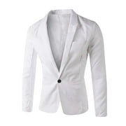 Men's Blazer Lightweight One Button Suit Jackets Polyester Formal Dress Jacket Stylish Solid Casual Sport Coat
