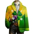thumbnail image 1 of Men's Blazer Long Sleeve St Patricks Day Printed Button Lapel Collar Casual Lightweight Festival Jackets (L, Gold), 1 of 5