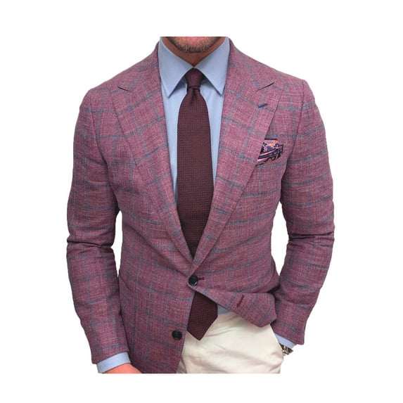 Men s Blazer Plaid Wool Suit Coats Lapel Long Sleeve Button Suit Business Casual and Formal Suit Jacket