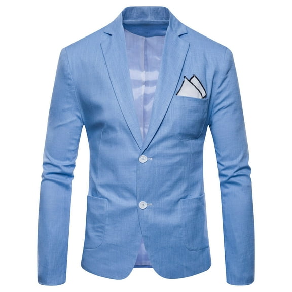 Men's Blazer Suit Jacket Slim Fit One Button Solid Business Party Wedding Prom Tuxedo Light Blue XXXXL