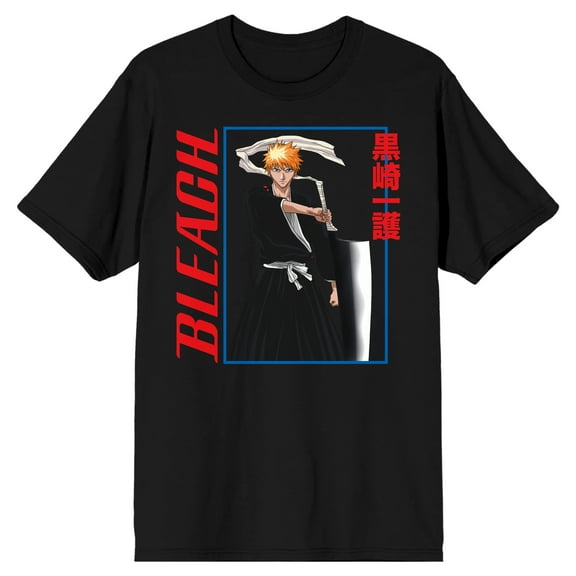 Men's Bleach Anime Ichigo Kurosaki Character Black Short Sleeve Graphic Tee Shirt- 3XL