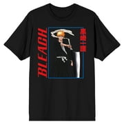 Mens Bleach Anime Ichigo Kurosaki Character Black Short Sleeve Graphic Tee Shirt- XL