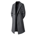thumbnail image 1 of Men's Blend Double Long Overcoat With Lapel Collar Formal Business Casual Attire Dark Gray 4XL, 1 of 9