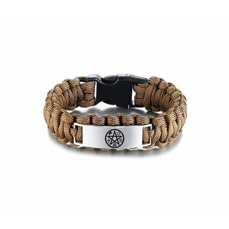 Men's Blessing Jewelry - Handmade Pentacle Pentagram Protection Symbols Braided Paracord Bracelet Christ Cross OM Yin Yang Star of David Triquetra Infinity Knot Amulet Cuff Bangle for Man, Brown, 9'' price history and forecast - Dailydollars