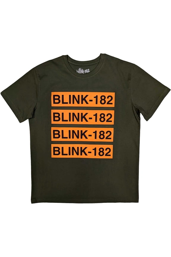 Men's Blink 182 Logo Repeat Slim Fit T-shirt Small Military