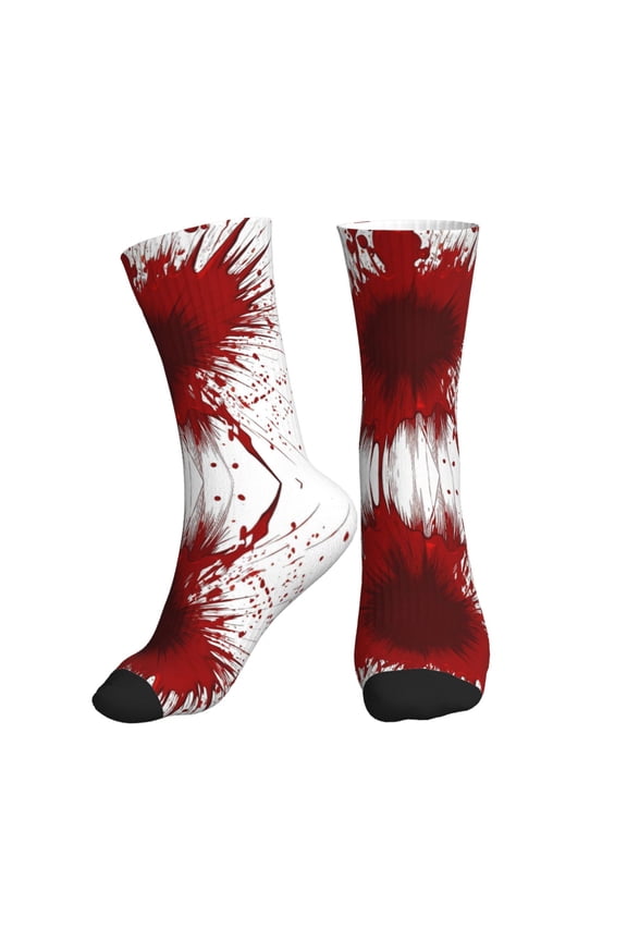 Men's Bloody Splatter Pattern Novelty Athletic Socks Women's Digital Printing Funky Patterned Crew Socks
