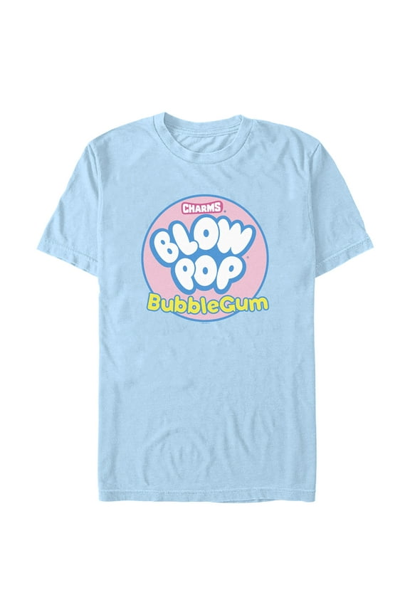 Men's Blow Pop Bubble Gum Logo Graphic Tee Light Blue Large