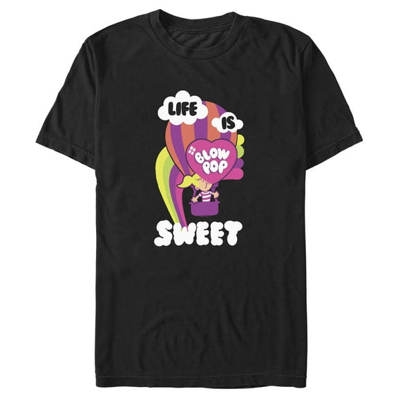Men's Blow Pop Life is Sweet Balloon  Graphic Tee Black Small