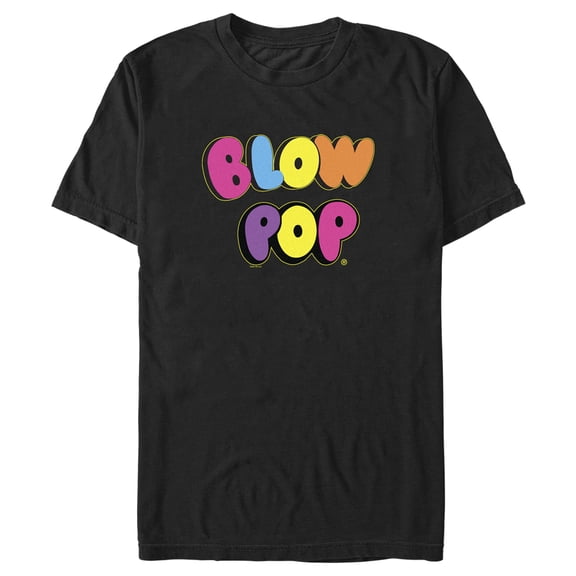 Men's Blow Pop Rainbow Text  Graphic Tee Black Small