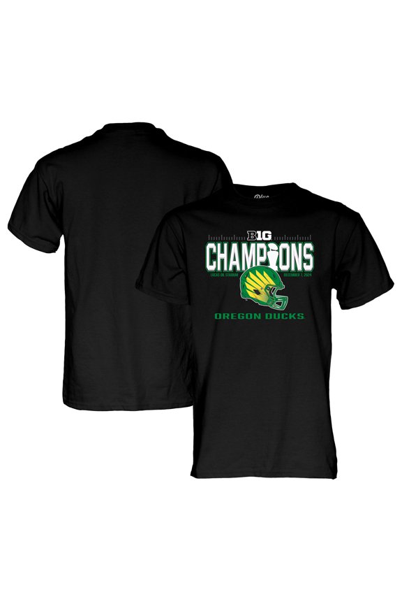 Men's Blue 84 Black Oregon Ducks 2024 Big Ten Football Conference Champions Locker Room T-Shirt