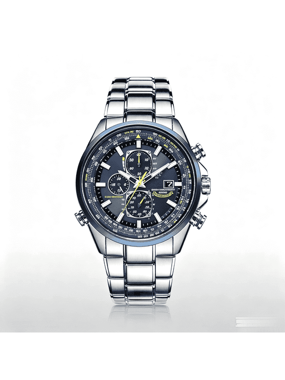 Men's Aviation Pilot Wrist Watch, Chronograph Blue MultiDial Luminous, Stainless Steel Band, 30M Water Resistant for Business & Daily Wear