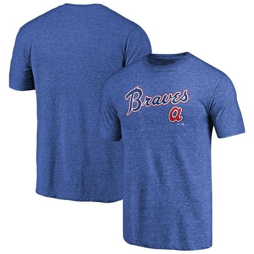 Men's Blue Atlanta Braves Vintage Cooperstown Collection Wahconah Tri-Blend T-Shirt