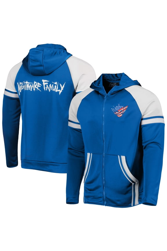 Men's Blue Cody Rhodes Nightmare Family Raglan Full-Zip Hoodie