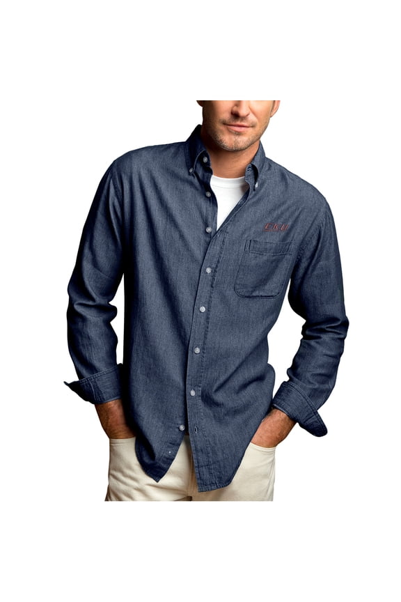 Men's Blue Eastern Kentucky Colonels Hudson Denim Long Sleeve Button-Down Shirt
