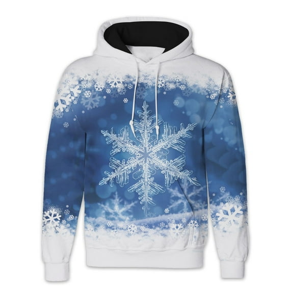 Men's Blue Fashion Hoodie with 3D Holiday Print - Size M