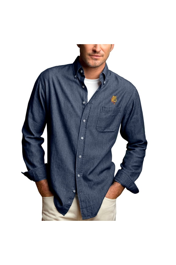 Men's Blue Ferris State Bulldogs Hudson Denim Long Sleeve Button-Down Shirt