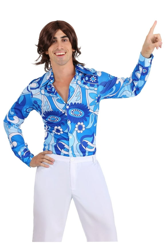 Men's Blue Flower Disco Shirt
