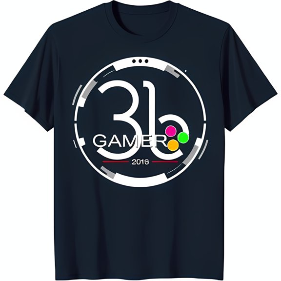 Men's Blue Gamer T-Shirt with 36 Graphic 2018 Design & Colorful Dots
