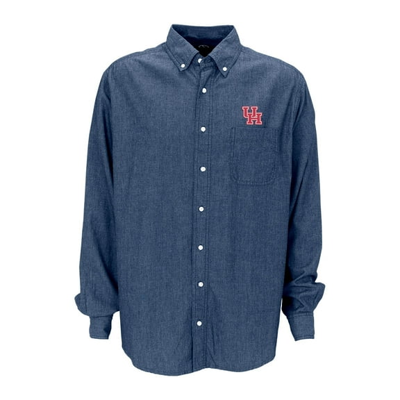 Men's Blue Houston Cougars Hudson Denium Button-Down Long Sleeve Shirt
