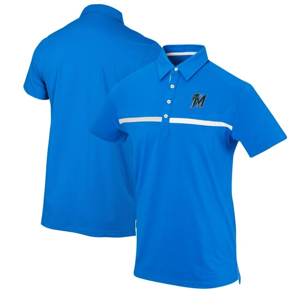 Men's Blue Miami Marlins Color Blocked Stretch Polo
