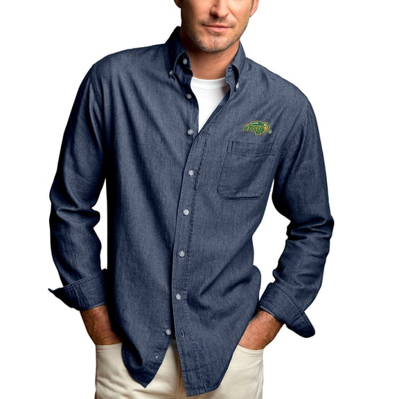 Men's Blue NDSU Bison Hudson Denim Long Sleeve Button-Down Shirt