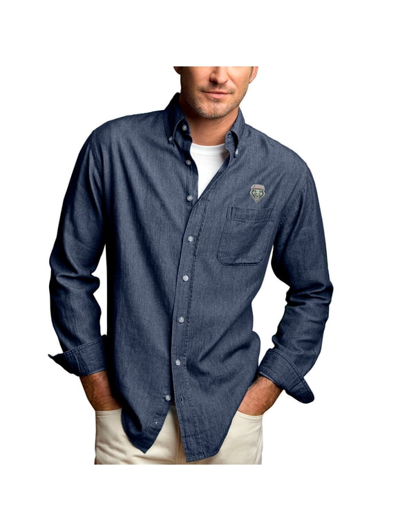Men's Blue New Mexico Lobos Hudson Denim Long Sleeve Button-Down Shirt