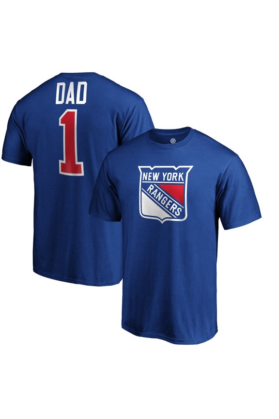 Men's Blue New York Rangers #1 Dad Logo T-Shirt