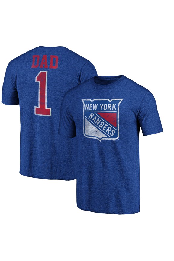 Men's Blue New York Rangers Greatest Dad Tri-Blend T-Shirt